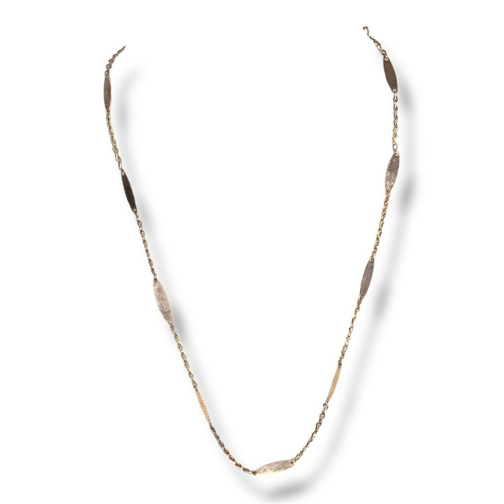 Vintage Gold Rose Tone Necklace Hook Closure 18” Length Classic Art Deco Style